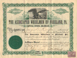 Associated Wheelmen of Freeland stock certificate