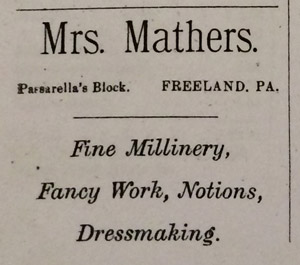 Mrs. Mathers, millinery, 1894 ad