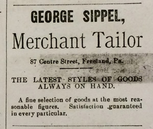 George Sippel, merchant tailor, 1894 ad