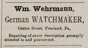 Wm. Wehrmann, German watchmaker, 1894 ad