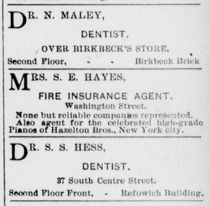 Dentists and Fire Insurance ads, 1901 