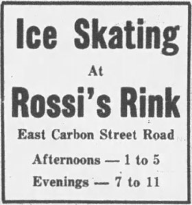 Ice Skating at Rossis Rink ad, 1949