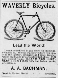A. A. Bachman's bicycle ad, 1895
