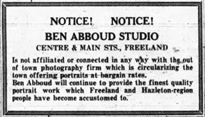 Ben Abboud Studio ad, 1949