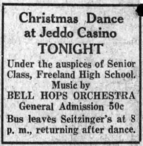 Christmas dance at Jeddo Casino, 1931 ad