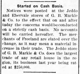 Moving to selling on a cash basis, 1901
