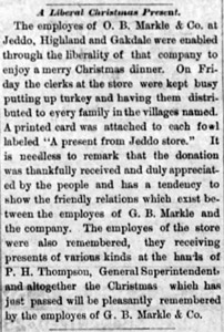 A turkey for each worker for Christmas, 1880
