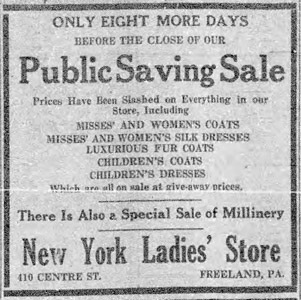 New York Ladies' Store, 1936 ad
