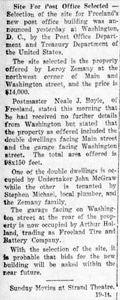 Zemany property sold for new Post Office, 1935