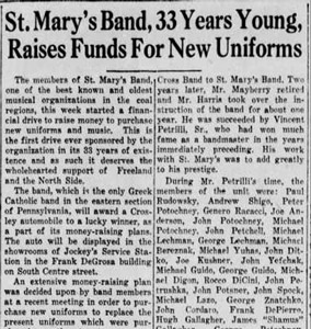 St. Mary's Band fundraising for new uniforms