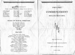  Freeland High School Commencement program, 1942